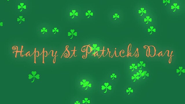 St Patrick day greeting with shamrock symbol of Ireland floating animation