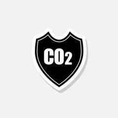 Shield icon with the text CO2 sign for mobile concept and web design