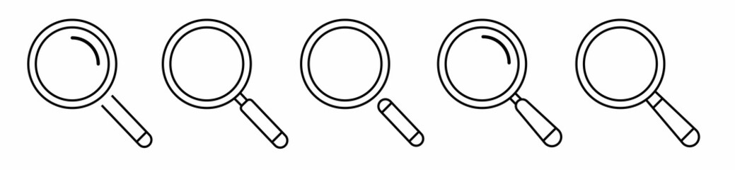 Search icon. Magnifying glass icon set. Vector isolated icon. Search icon vector. Vector illustration.