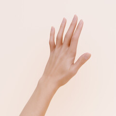Woman open hand pose 3d rendering, fingers palm beautiful arm isolated