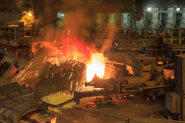 Blast furnace workshop at steel mill.