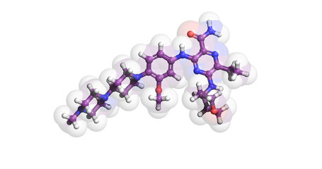 Gilteritinib, anticancer drug, 3D molecule