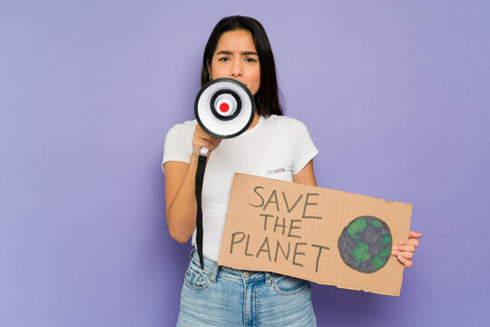 Studio Shot Of A Protester Fighting Climate Change