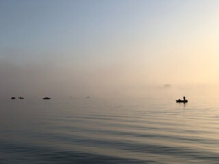 Fototapeta premium fog over the Dnieper river