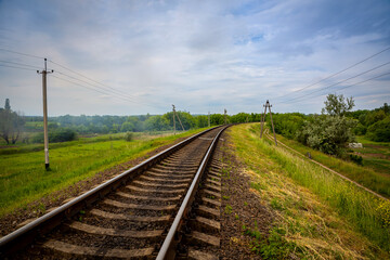 Fototapeta na wymiar Railway for the transportation of heavy freight trains.