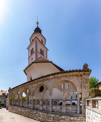 Fototapeta na wymiar Plečnik Arches, and St. Mary of the Rosary Church