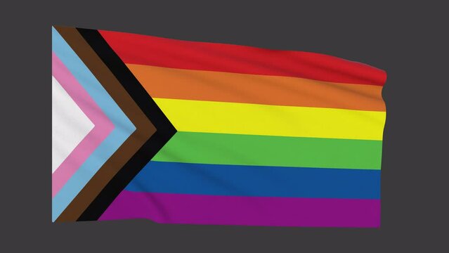 Waving pride flag loop with alpha channel the progress pride flag

