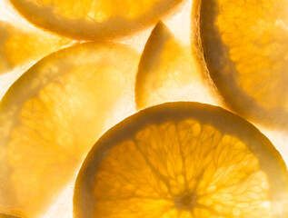 Frozen slice of   orange in ice