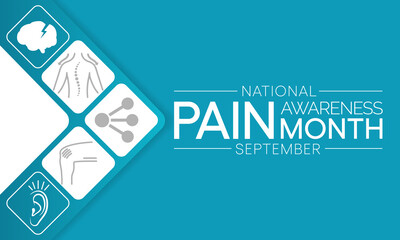 Pain awareness month is observed every year in September, to raise public awareness of issues in the area of pain and pain management. Vector illustration