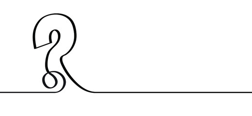 Cartoon one line continuous question mark. Vector drawing pictogram or symbol. FAQ, asked questions. Business concept. line pattern