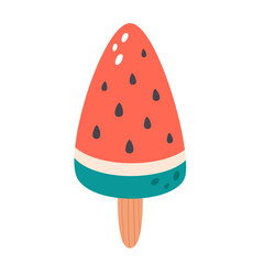 Watermelon ice cream, ice lolly. Summertime, hello summer. Hand drawn vector illustration