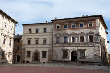 Fototapeta na wymiar View on streets and houses in ancient town Montepulciano, Tuscany, Italy