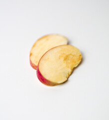 Apple fruit slices on white background