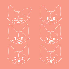 A set of animal smilie faces