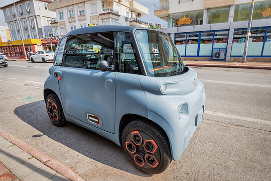 19 May 2022, Antalya, Turkey: Citroen Ami mini electric car parked at the city street. Tiny and funny modern eco transport