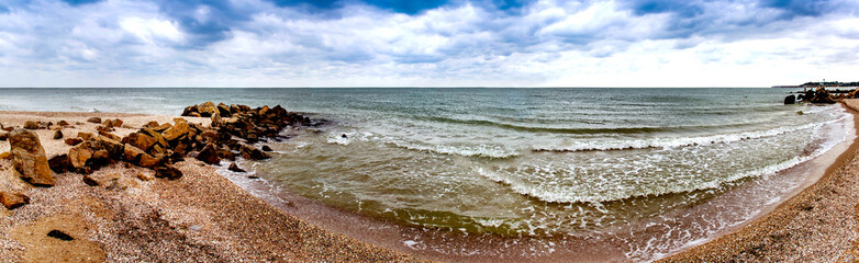 sea landscape at the stormy weather, Azov sea, Ukraine