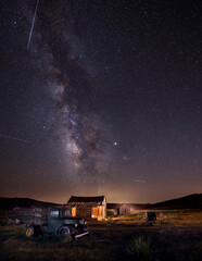 Fototapeta na wymiar Star Trails and Milky Way in Bodie California Eastern Sierras