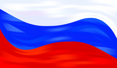 Abstract bright red blue white gradient wave background. National Flag of Russia. Waving Russian flag. Digital backdrop. Vector illustration. Banner. Poster. Template. Flyer. Copy space. Tricolor.