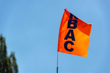 Flag with an inscription in Russian: KVAS.