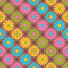 Cute flower power seamless pattern. Decorative retro minimal style floral background.