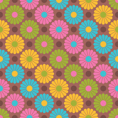 Cute flower power seamless pattern. Decorative retro minimal style floral background.