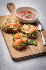 Salmon avocado keto sandwiches on healthy seed buns.