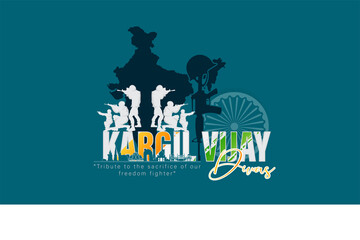 illustration of silhouettes of soldiers abstract concept for Kargil Vijay Diwas, banner or poster. Vector illustration