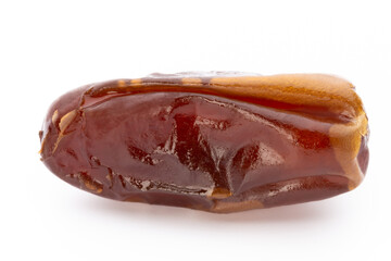 Dry dates isolated on white background. Top view. Flat lay pattern.