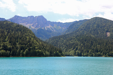 alpine panorama in the FRIULI Region and the beautiful LAKE SAURIS in Northern Italy