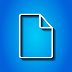 Document simple icon vector. Flat design. White icon with shadow on blue background.ai