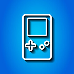 Game simple icon vector. Flat design. White icon with shadow on blue background.ai