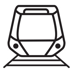 Subway train icon.Subway locomotive front view.Electric train outline.Isolated on white background Line art vector illustration.