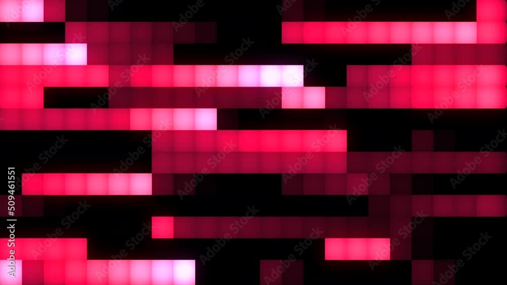Poster pixel lines move horizontally. motion. retro animation with moving pixel stripes on black background