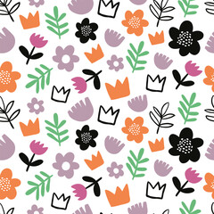 Beautiful Seamless Pattern with crowns, use for Baby Background, Textile Prints, Covers, Wallpaper, Posters. Vector Illustration