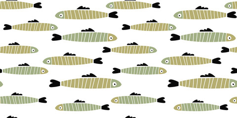 Flat simple colorful funny cute seamless pattern with a fish . For printing baby textile, fabrics, design, decoration, gift wrapping, paper, baby shower, greeting card, notepad, scrapbooking