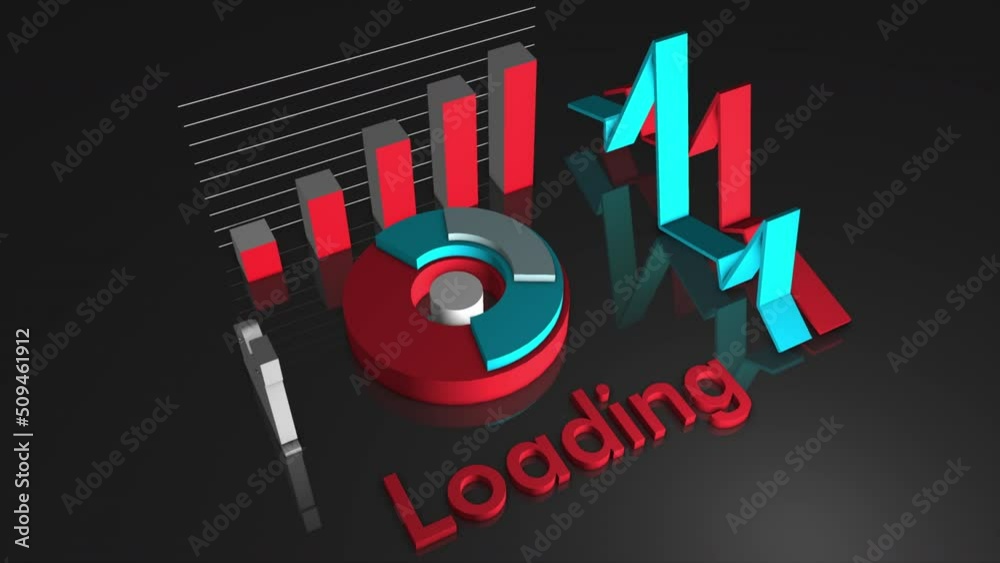 Poster 3d animation to download. motion. diagram with loading rings in style of business plan. business sty