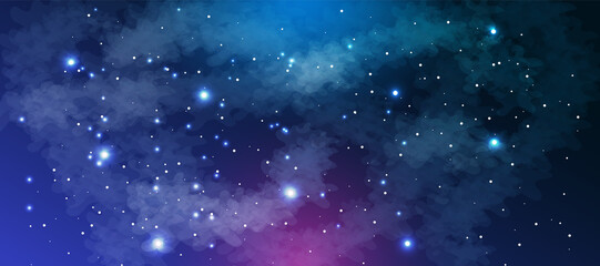 Realistic galaxy background with clouds and stars