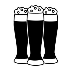 Trzy szklanki ciemnego piwa - ilustracja wektorowa