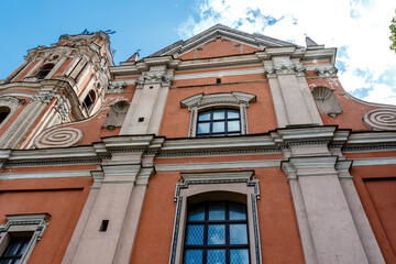 Fototapeta na wymiar Facade of the Catholic church Of All Saints in Vilnius, Lithuania, Europe