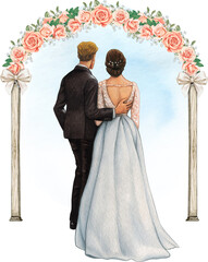 bride and groom - obrazy, fototapety, plakaty