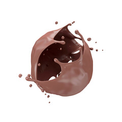Chocolate Sphere Splash isolated on white background