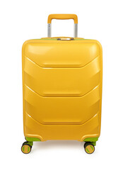 Yellow suitcase isolated on white background