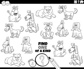 one of a kind game with cartoon dogs coloring page