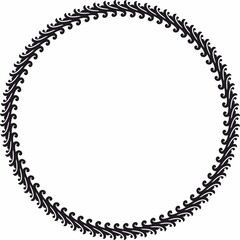 Round frame. Circle Ornamental decorative frame with leaves and floral element 