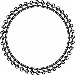 Round frame. Circle Ornamental decorative frame with leaves and floral element 