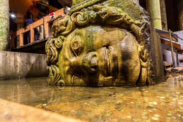 Medusa head in Basilica Cistern