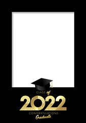 Class of 2022 Graduation, A4 photo frame. Congratulations Graduation with academic cap, You did it. High school graduate party template