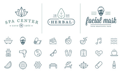Set of Vector Spa Beauty Yoga Sport Elements Illustration can be used as Logo or Icon in premium quality - obrazy, fototapety, plakaty