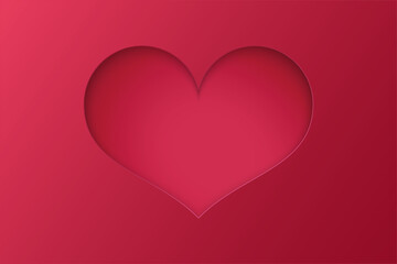 modern card shaped heart, red heart background, love day