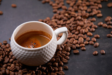 cup with italian coffee, breakfast